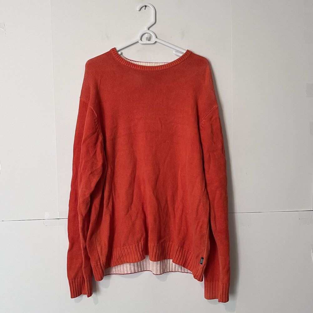 Vintage Chaps Denim Mens Sweater Size L Orange Ramie Blend Long Sleeve